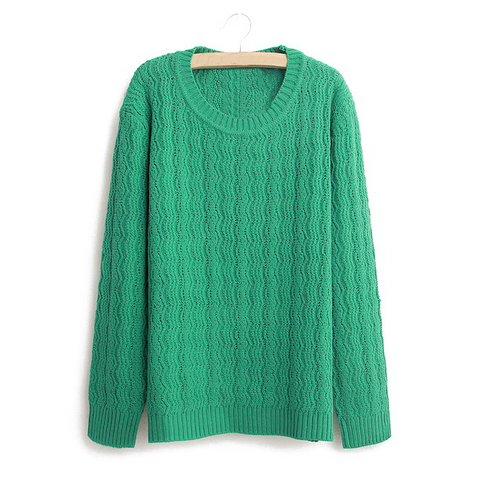 Waves and Braids Casual Sweater Pullover GREEN