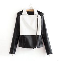 Jacket for Women Turn-Down Collar Faux Leather WHITE