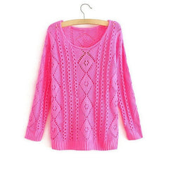 Hollowed Geometrical Polyester Sweater RED