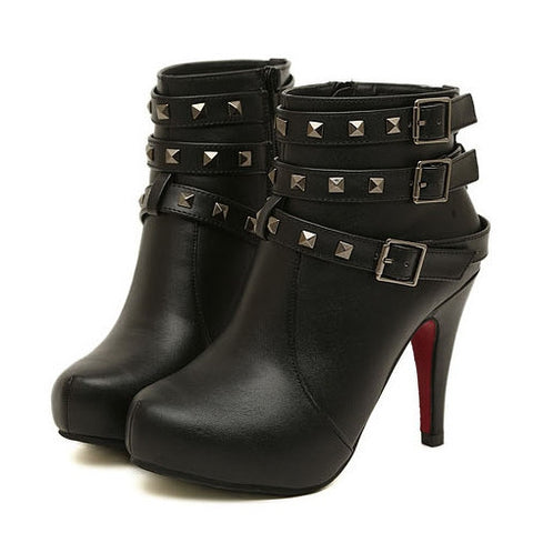 Stylish Rivets and Stiletto Design Women's Short Boots