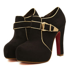 Fashion Black Buckle and Bordered Design Women's Ankle Boots