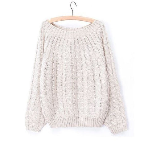 Braids Woolen Yarn Winter Sweater WHITE