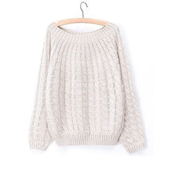Braids Woolen Yarn Winter Sweater WHITE