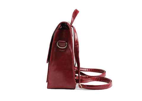 Women's Satchel Backpack Vintage Style RED