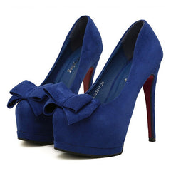 Party Bowknot and High Heel Design Women's Suede Pumps
