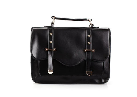 Women's Tote Bag Vintage Style Covered Closure BLACK