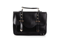 Women's Tote Bag Vintage Style Covered Closure BLACK