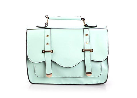 Women's Tote Bag Vintage Style Covered Closure LIGHT BLUE