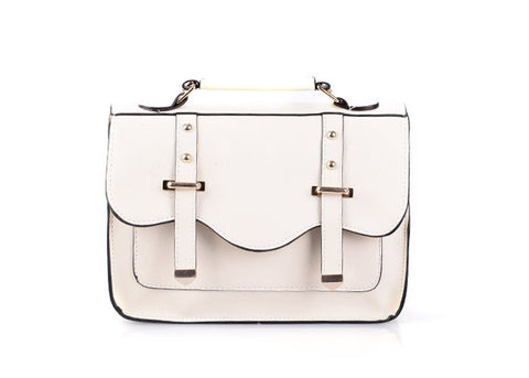 Women's Tote Bag Vintage Style Covered Closure WHITE