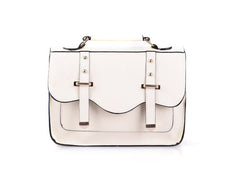 Women's Tote Bag Vintage Style Covered Closure WHITE