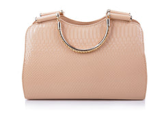 Women's Bag Snake Print and Solid Color PU Leather Handbag APRICOT