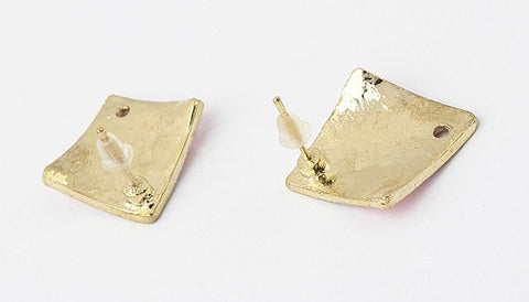 Pair of Retro Style Sweet Pink Square Stud Earrings For Women