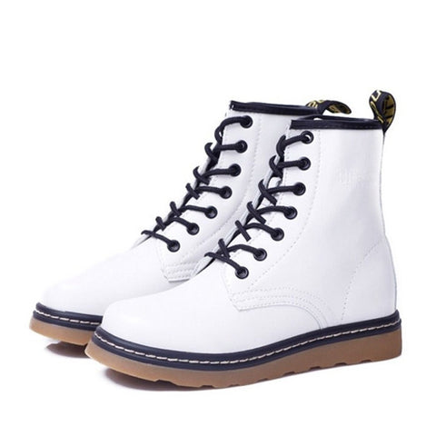 Vintage Style Lace-Up and Round Toe Design Women's Boots WHITE