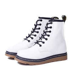 Vintage Style Lace-Up and Round Toe Design Women's Boots WHITE