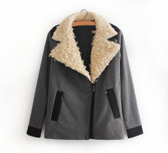 Women's Coat Vintage Lapel Collar Color GRAY