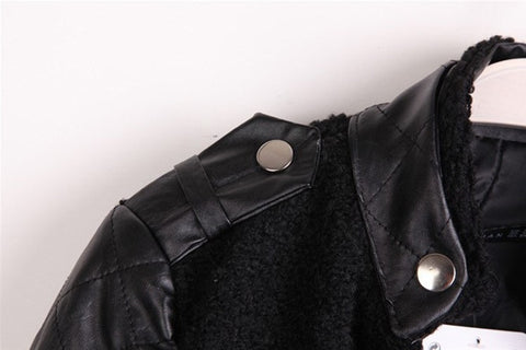 Women's Long Coat PU Leather Sleeves Wool Blends