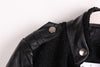 Women's Long Coat PU Leather Sleeves Wool Blends